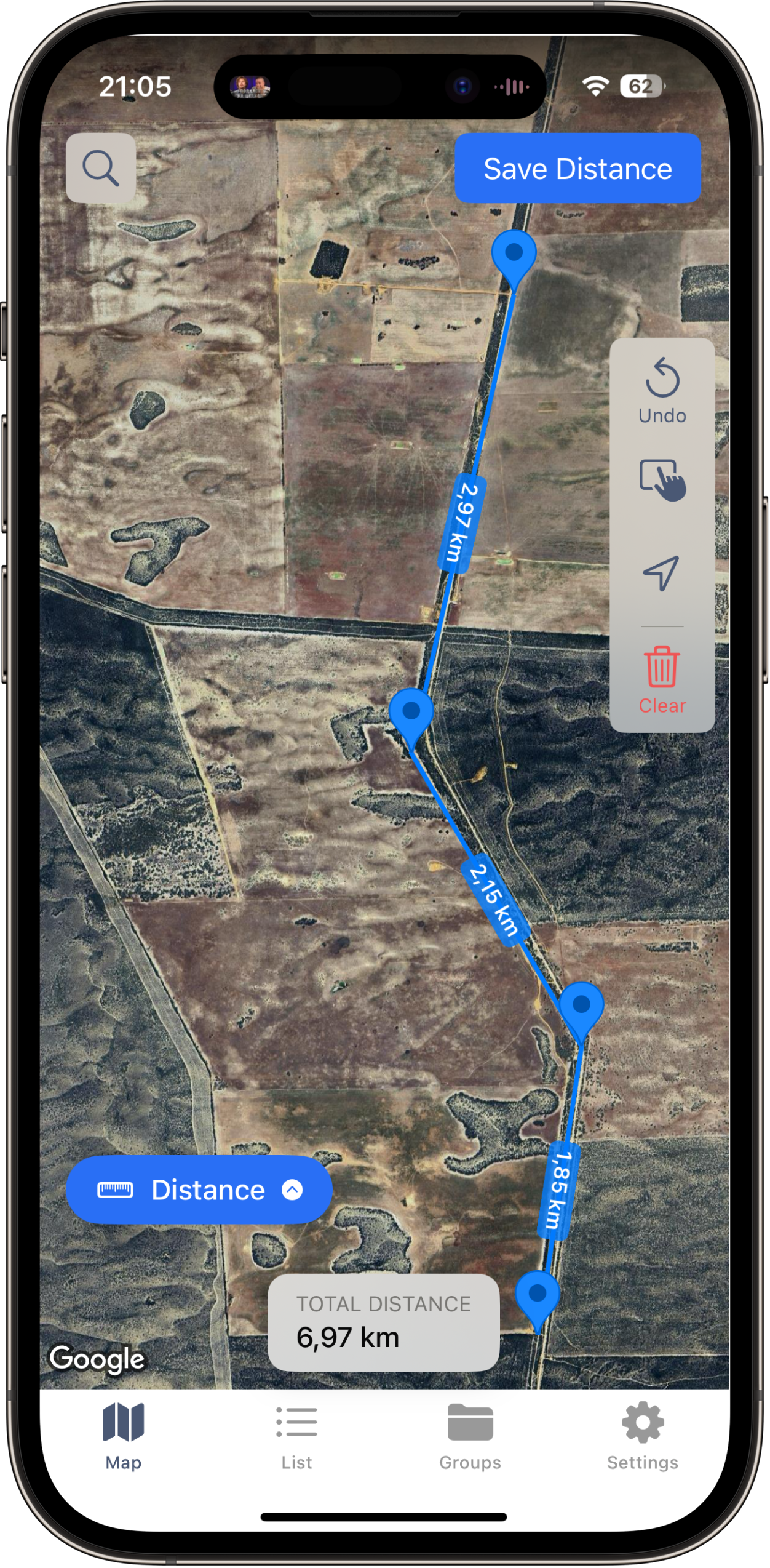 Completed property boundary measurement